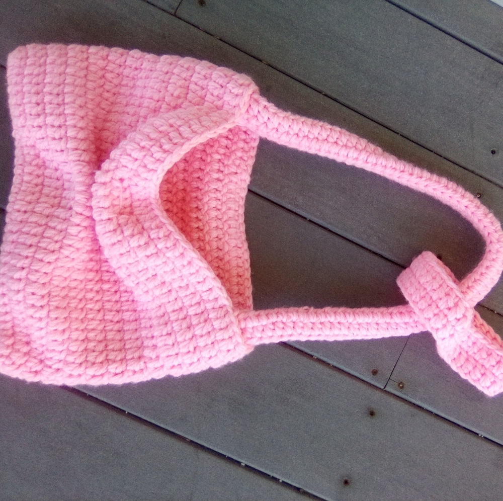 Pink Knitted Women's Bag